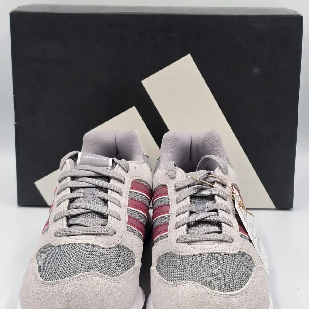 Adidas Run 80s Men’s 11 Grey Burgundy Navy Sneakers ID1882 New in Box